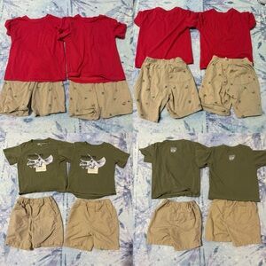 Uniqlo Kids Twin Sets 4 Shirts + 4 Khaki Shorts Size 110 / 4T Airism Japan